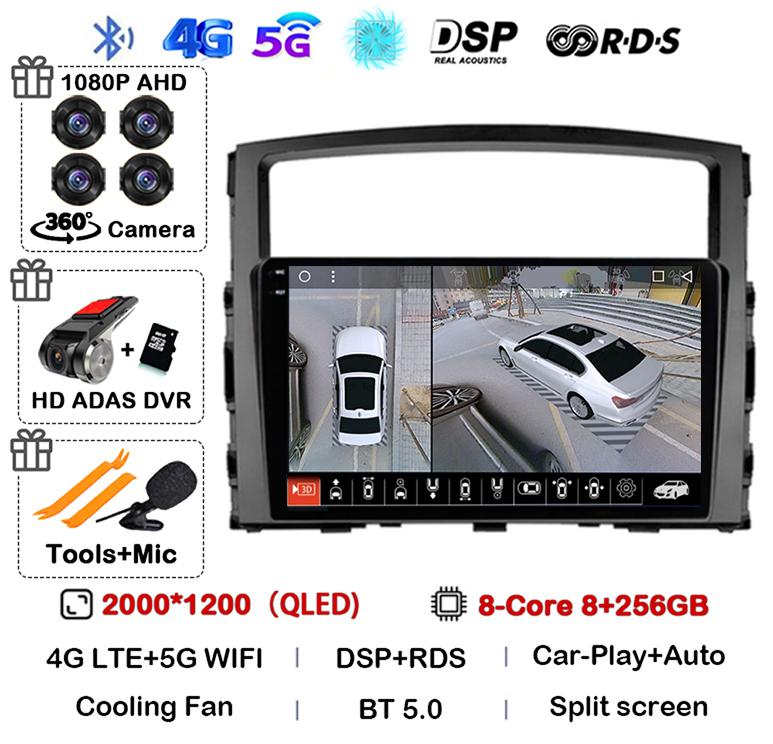 Android 14 Carplay Auto For Mitsubishi Pajero 4 V80 V90 2006 2007 2008 2009 - 2014 Car Radio Multimedia Video Player GPS Stereo