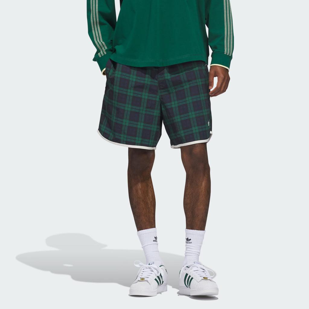 Adidas Originals Track Cherry Woven Plaid Color Block Mid Rise Sports Shorts Unisex shorts JZ0489