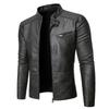 Veste en cuir de moto à col montant pour homme Cross2024: Mode Européenne & Américaine, Cuir Lavé
