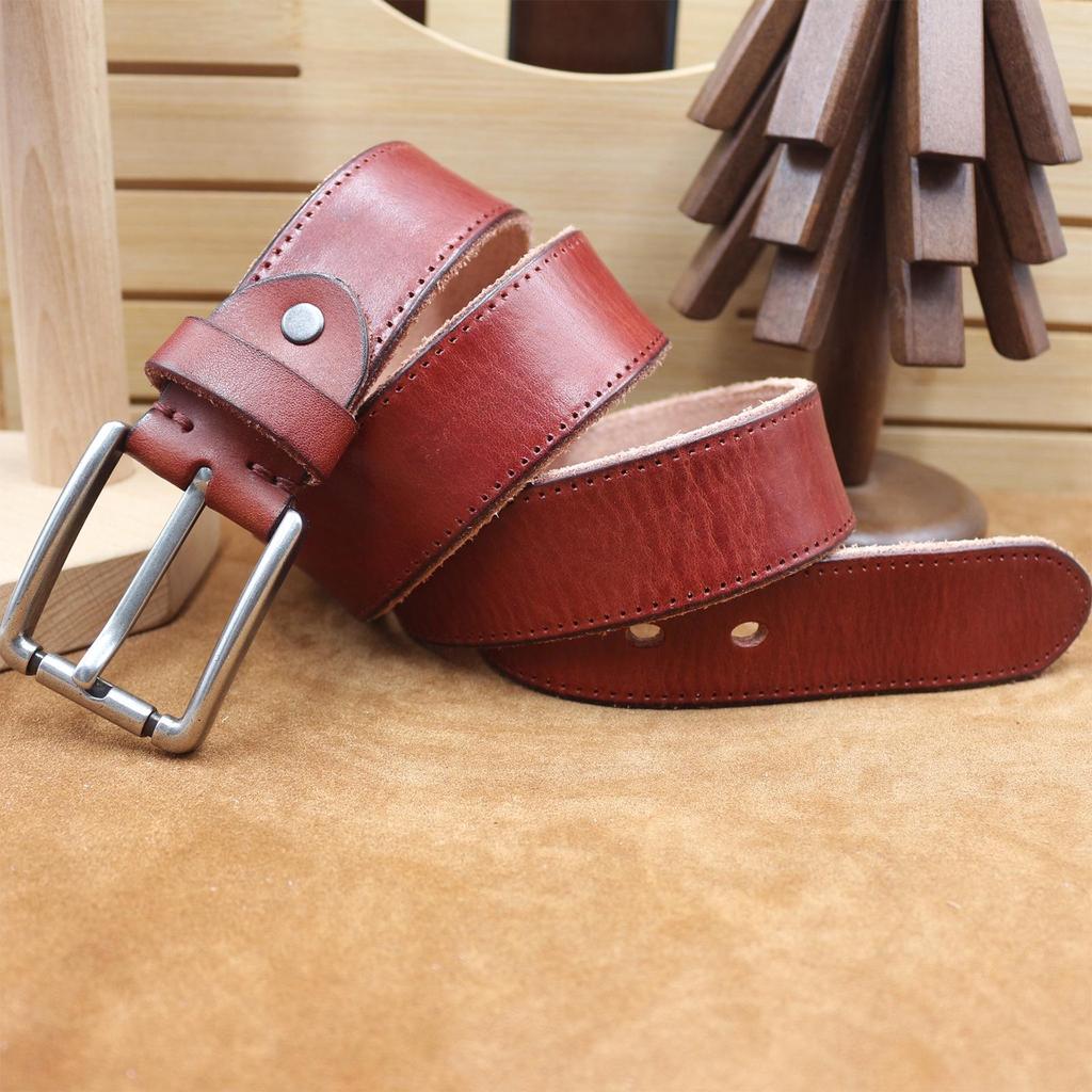 Men's Retro Genuine Leather Belt with Pin Buckle