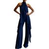 Cross-border special supply of European and American style neck off-the-shoulder chiffon top wide-leg pants set, temperament thin and drape two-piece 