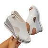 Summer new large size foreign trade women's shoes Roman wind slope heel thick sole hollow fish mouth sandals women's foreign trade high heel sandals