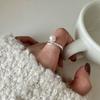 Finger Ring Natural Imitation Pearls Opening Adjustable Finger Band Silver Plated Women Ring Commuting Dating Jewelry Gift