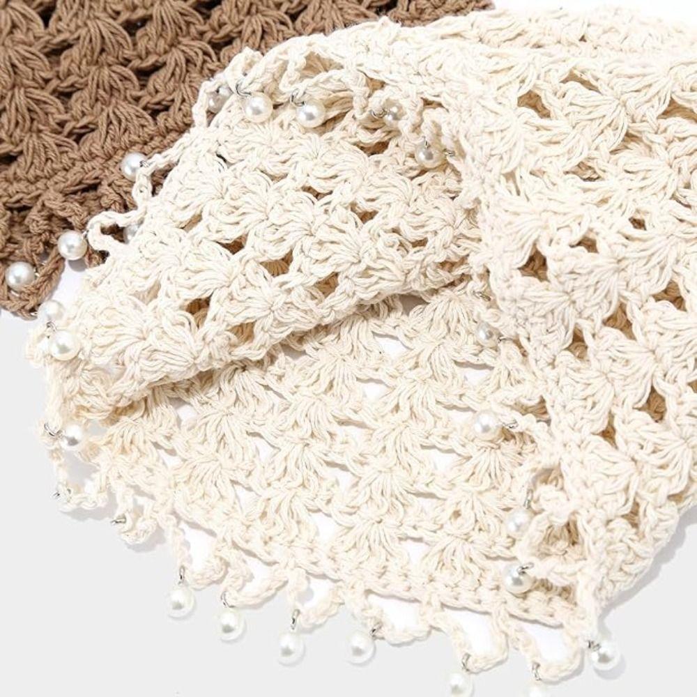 Cotton Crochet Shell Beanie Hat Breathable Hollow Out Knit Cap Summer Headwear Daily Wear