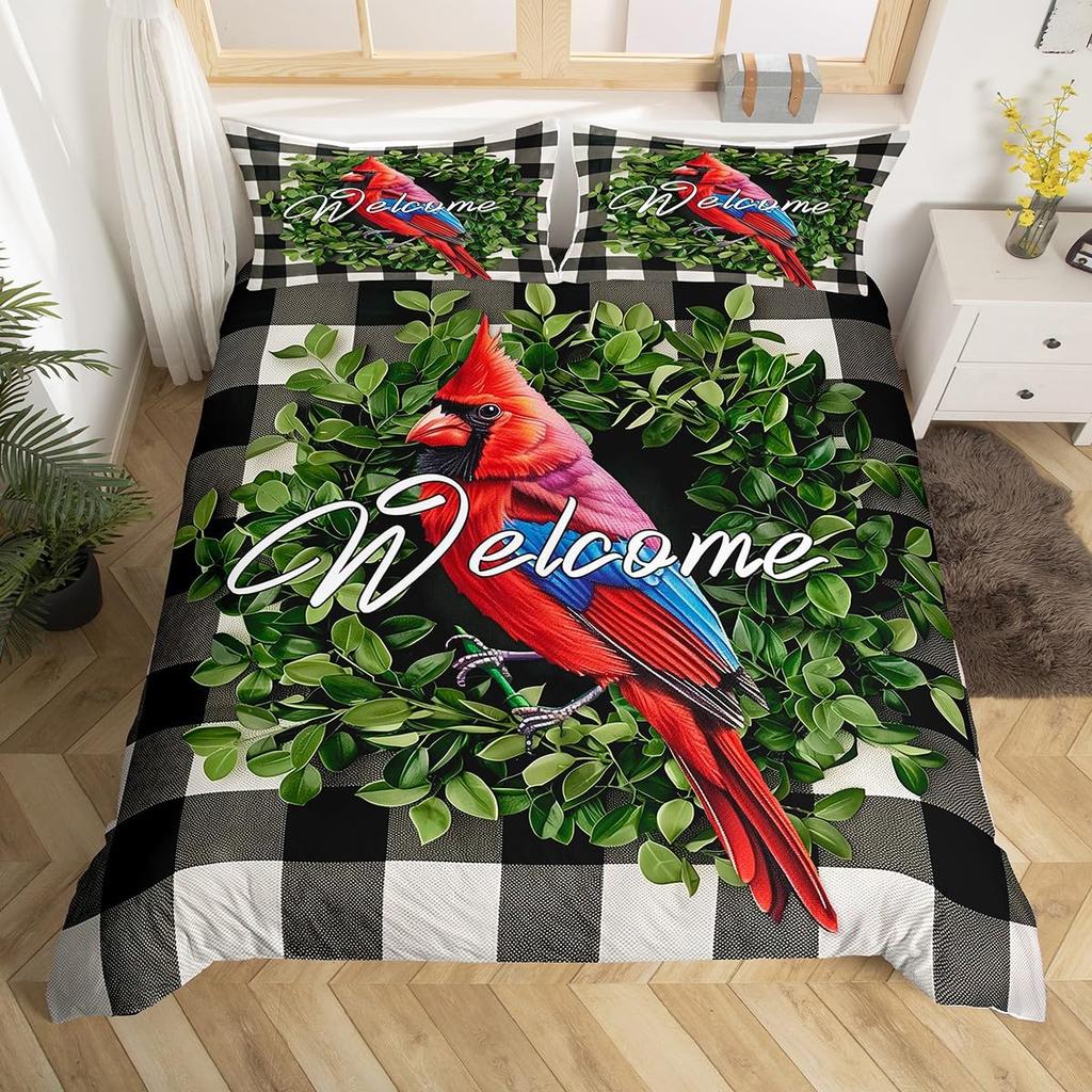 Roter Kardinal Bettbezug-Set Für Kinder Teenager Queen King Leichte Tagesdecke Tier Muster Bettwäsche-Set Schlafzimmer Dekor Ohne Bettdecke