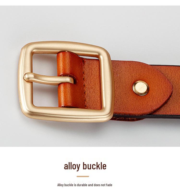 2024 Retro Korean Style Women's Genuine Cowhide Denim Belt