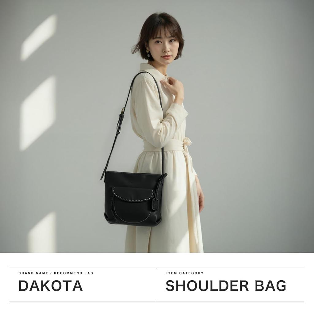 Dakota Women's Genuine Leather Shoulder Bag, Black, DA-1034643-10