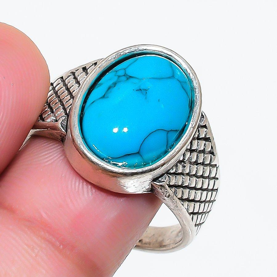 Natural Santa Rosa Turquoise 925 Sterling Silver Jewelry Ring Size 9.5 RR-423