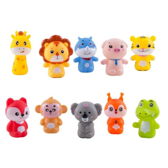 10Pcs Animal Finger Puppet Toddlers Storytelling Playtime Role Playing Cartoon Lion Pig Tiger Fox Monkey Koala Giraffe Educational Comfort Toy