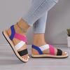 Women's Casual Flat Sandals Elastic Crisscross Strap Open Toe Slip On Shoes Comfy Beach Sandals