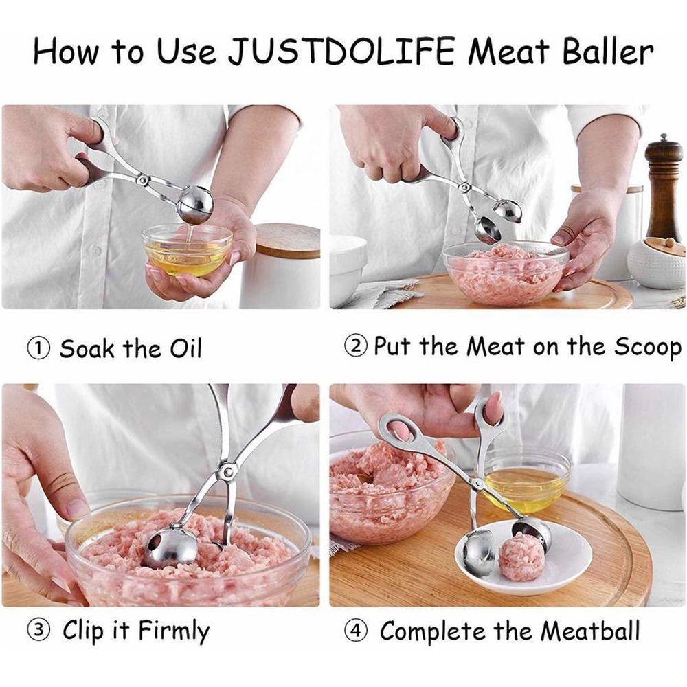 Stainless Steel Silver Meatball Mold Kitchen Tools Kitchen Utensil Meatball Maker Meatball Spoon