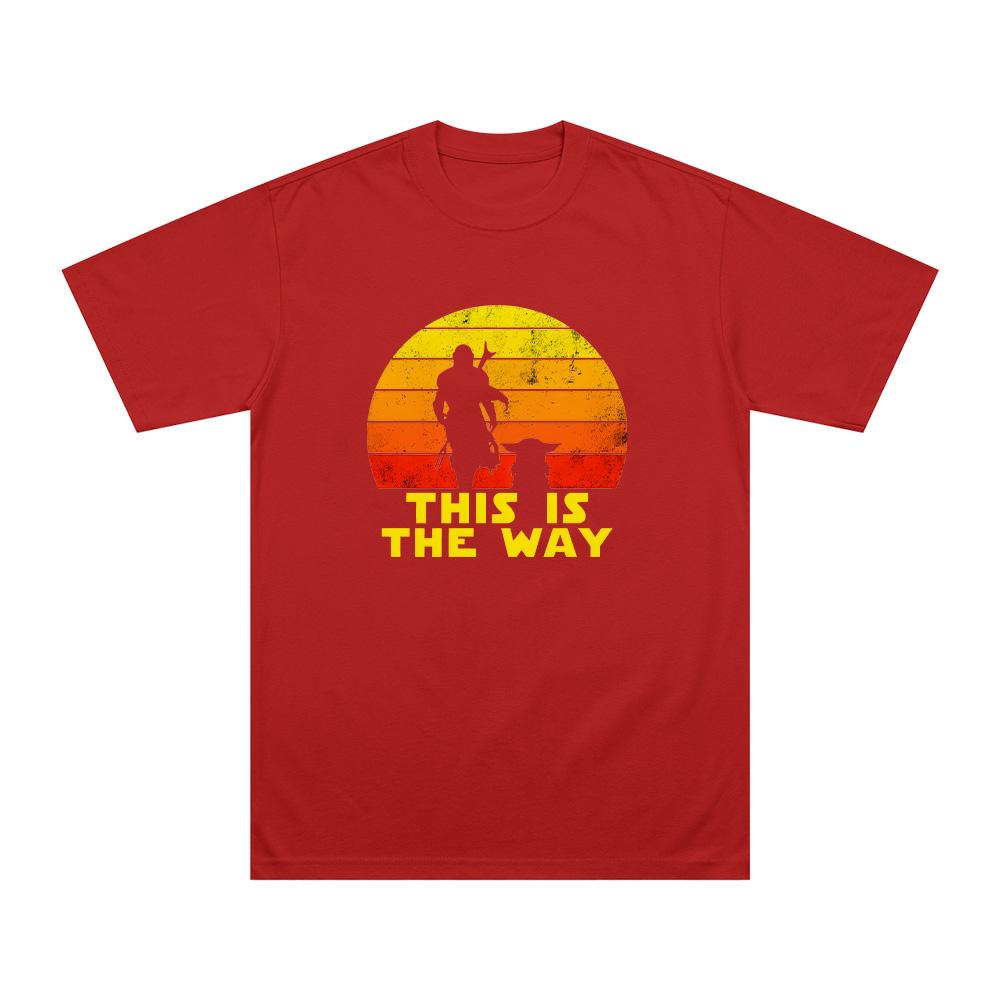 

The Mandalorian This Is The Way with Grogu Tees The Mandalorian and Grogu Cartoon Print T Shirt Unisex Pure Cotton Y2K Clothes XXL червоний