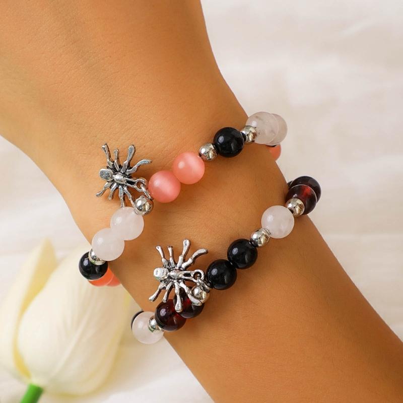 2pcs Horror Spiders Couple Bracelet Halloween Cosplay Costume Wrist Chain Trend Friendship Bangle for Daily Wear Jewelry