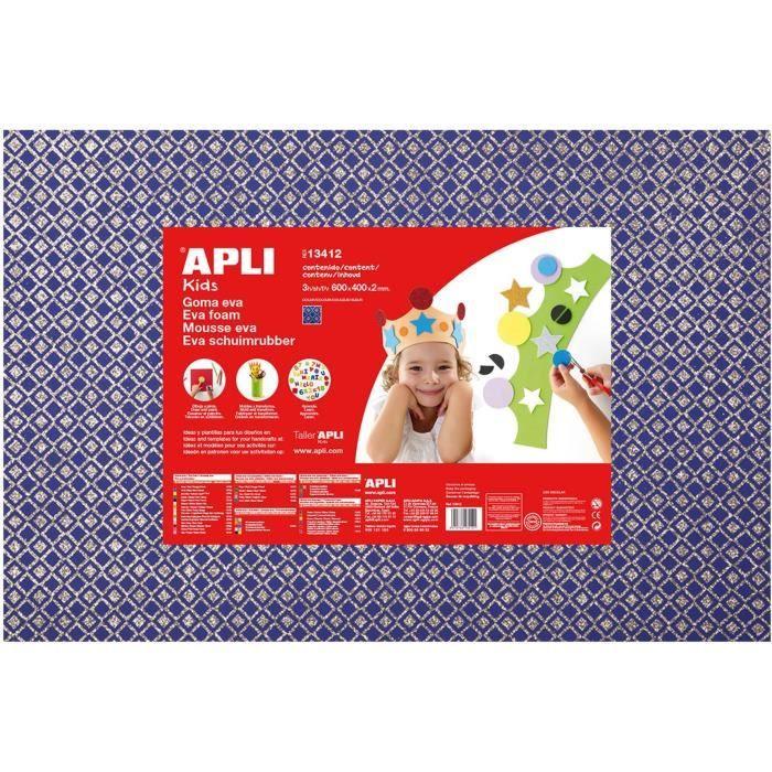 Apli Pouch 1 Sheet of Rubber Foam - Blue Printed with Silver Diamonds