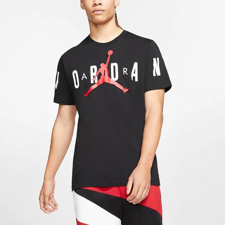 Air Jordan Mj Dna Stretched Logo Print Short Sleeve T-Shirt Men Tops Black CZ1880-010