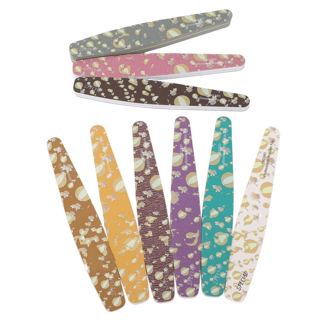 9PCS Nail File Professional Nail Art Sanding Strips Polishing Tools Set Washable Nail Care Buffer Fi