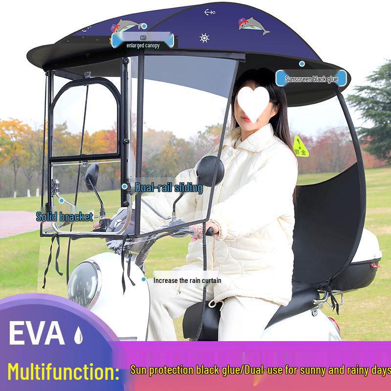Electric Vehicle & Bicycle Canopy: Sunshade & Rain Protection for Motorcycles & Tricycles