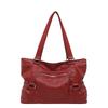 Large Leather Tote Bag with Front Zip Pocket and Adjustable Straps Stylish Women's Everyday Shoulder Bag