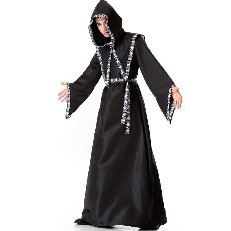 Halloween Adult Costume Wizard Skull Robe Stage Performance Costume