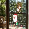 Christmas Window Decals 4Pcs Santa Claus & Reindeer Static Clings with Snowflake, PVC Removable Decals, Cling Snowflakes Reusable Glass Stickers