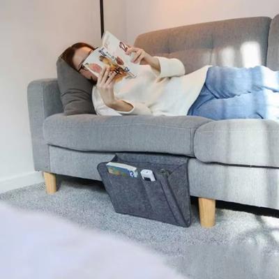 Large Capacity Felt Storage Bag Anti-slip with Pocket Bedside Hanging Bag Remote Holder