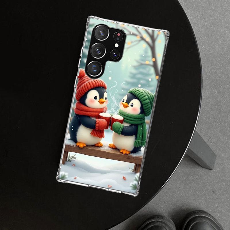 Christmas Penguin Phone Case Cover for Samsung Galaxy S26 S25 Edge S24 S23 Ultra S22 Plus S21 FE S20 + Art Customized Fundas Gal