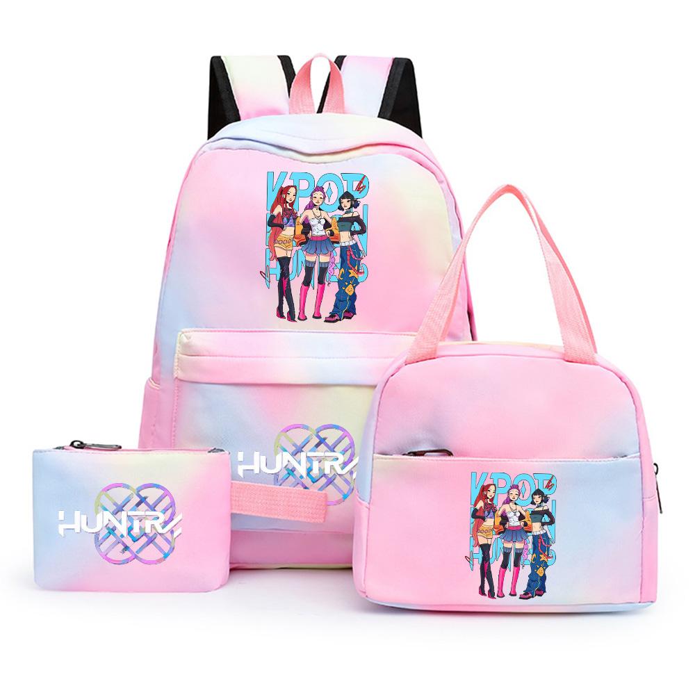 

3Pcs/set Anime Cartoon Kpop Printed Backpack with Lunch Bag Pengcil Case for Teenager Girl Boy Bookbag Large Capacity Travel Bag