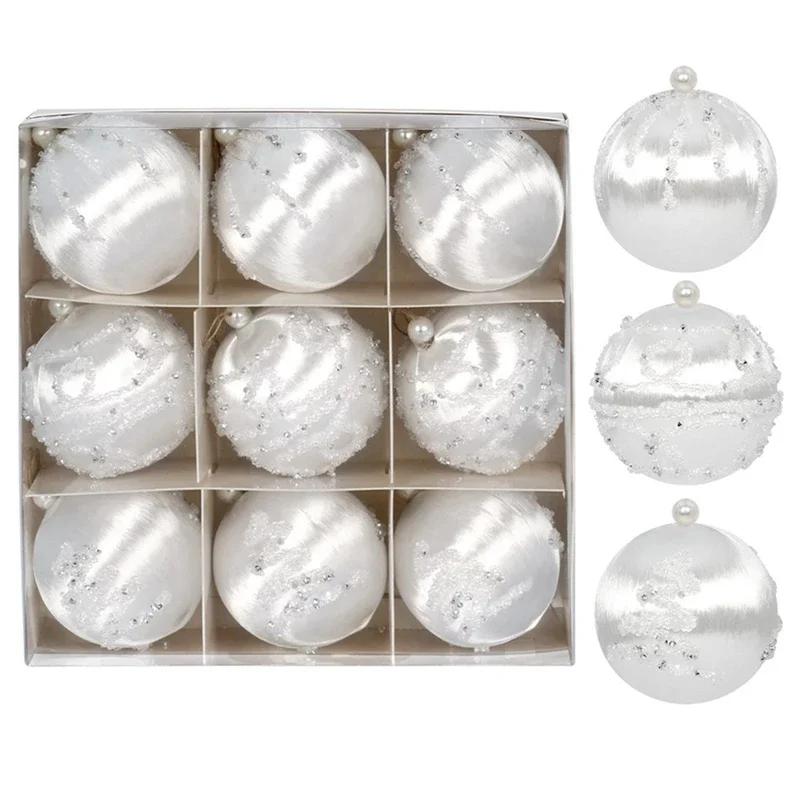 9pcs/set Christmas Silky Ball 8cm Christmas Tree Pendant Christmas Tree Decoration