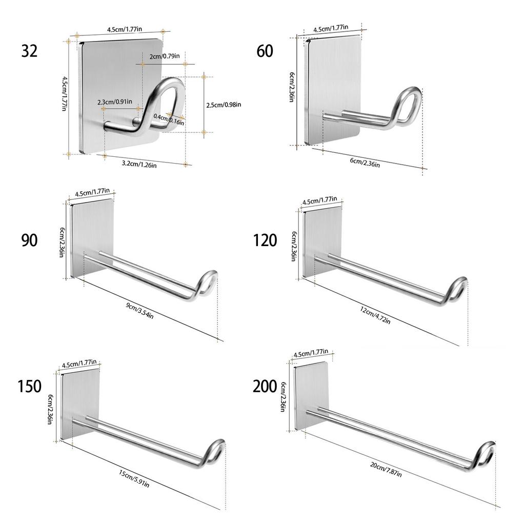 Stainless Steel Bathroom Sticky Hook Wall Mount Towel Hanger Shower Glass Wall Hanging Rack for Home and Hotel Use
