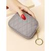 Women's Retro Soft Leather Coin Purse - Mini Diamond Pattern Keychain Wallet with Card Holder & Zipper