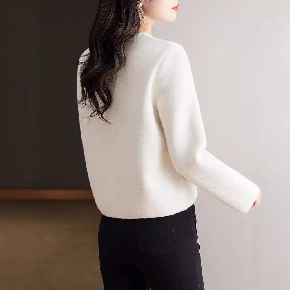 Dámská bunda Podzimní a zimní modely s pleteným kardiganem Krátký malý top