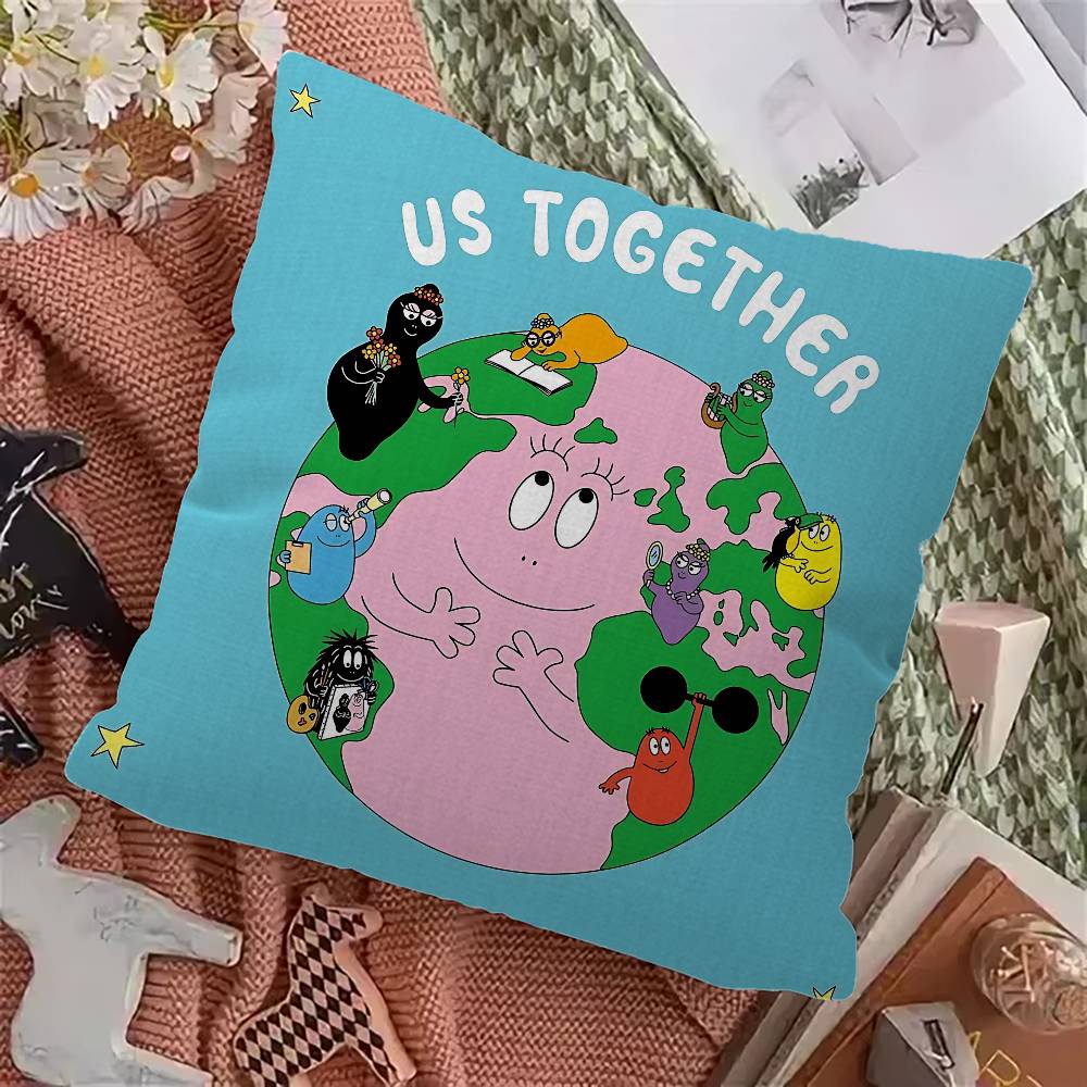Cute Cartoon Les Barbapapa 45*45cm Cushion Cover Pillow Cover Decor Pillowcase Home Pillowcase for Couch Pillow