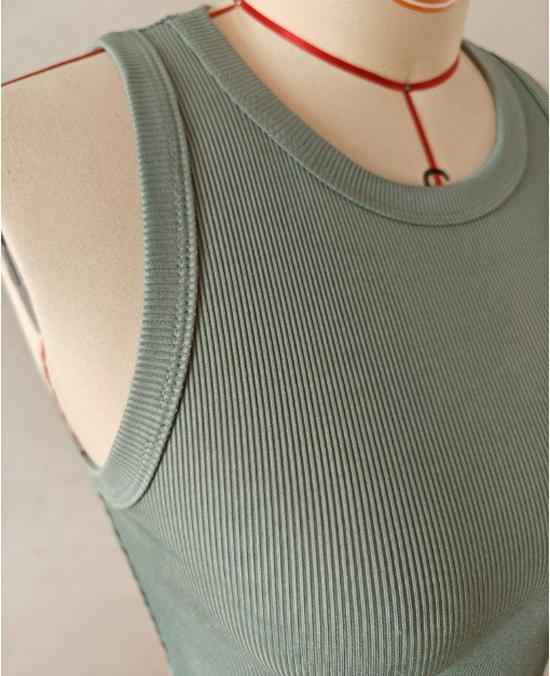 European & American Women's Spring/Summer Ribbed Sleeveless T-shirt Vest