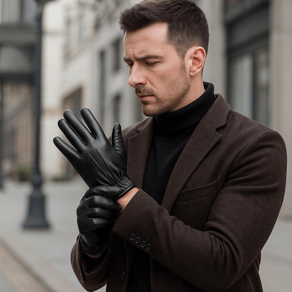 Cool Full Finger Mittens Punk PU Leather Gloves Simple Driving Gloves  Outdoor
