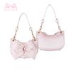 Women Pearl Chain Princess Underarm Bag With Bow And Rhinestone Lolita Shoulder Crossbody Sweet Fashion Daily Handbag
