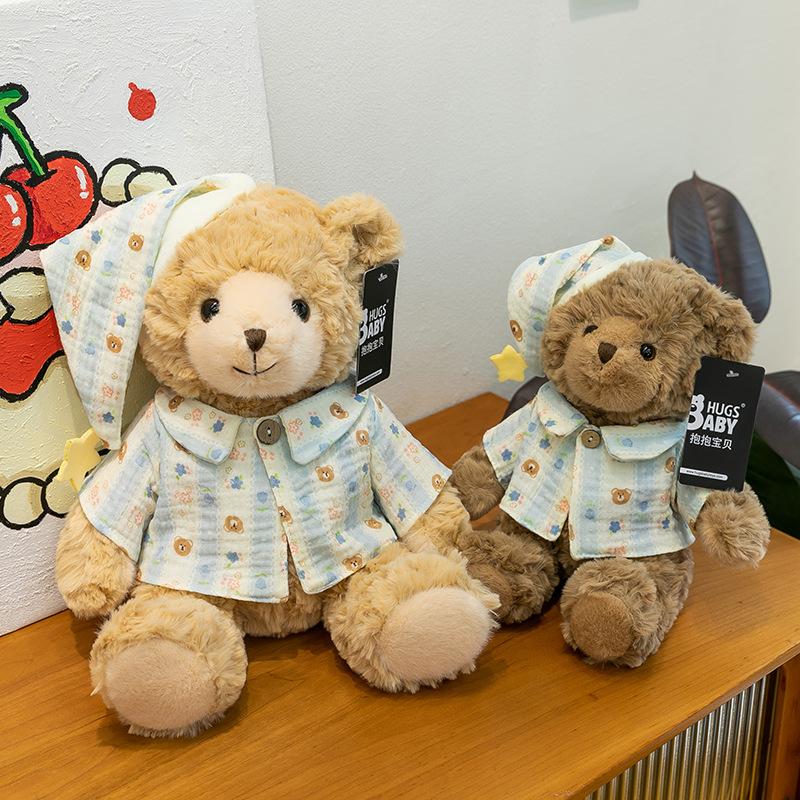 Pajamas Mia Bear Plush Toy Qixi Festival Girlfriend Gift Good Night Teddy Bear Throw Pillow Bedroom Ornament