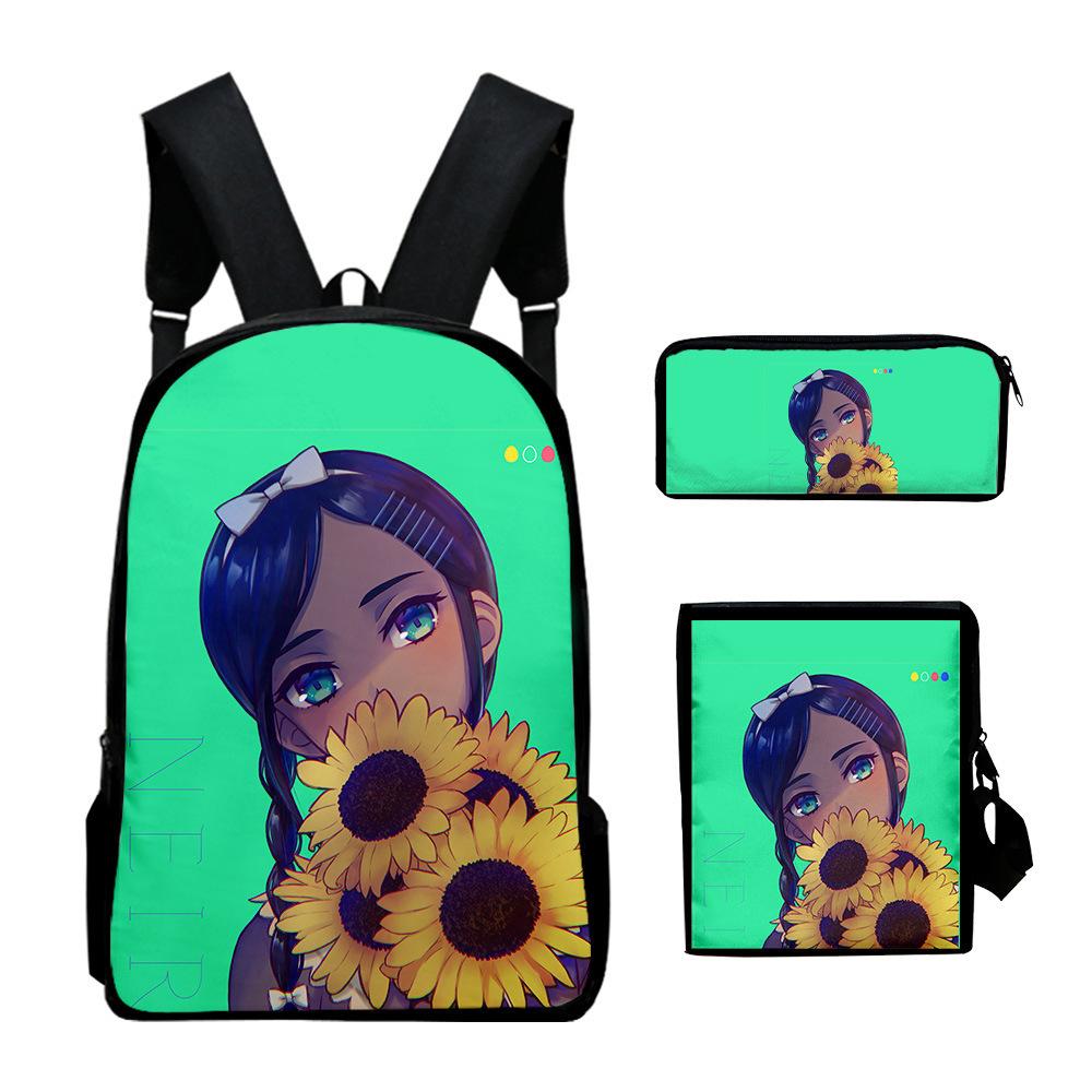 Classic WONDER EGG PRIORITY 3D Print 3pcs/Set Pupil School Bags Laptop Daypack Backpack Inclined Shoulder Bag Pencil Case