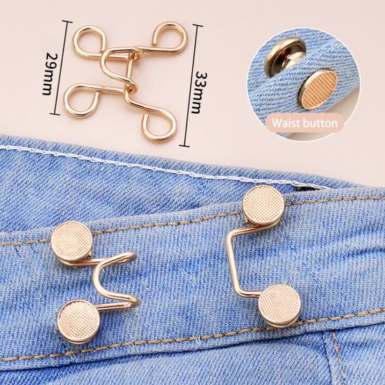 No Sewing Buttons Adjustable Waist Buckles Easy Install Reusable Jeans Waist