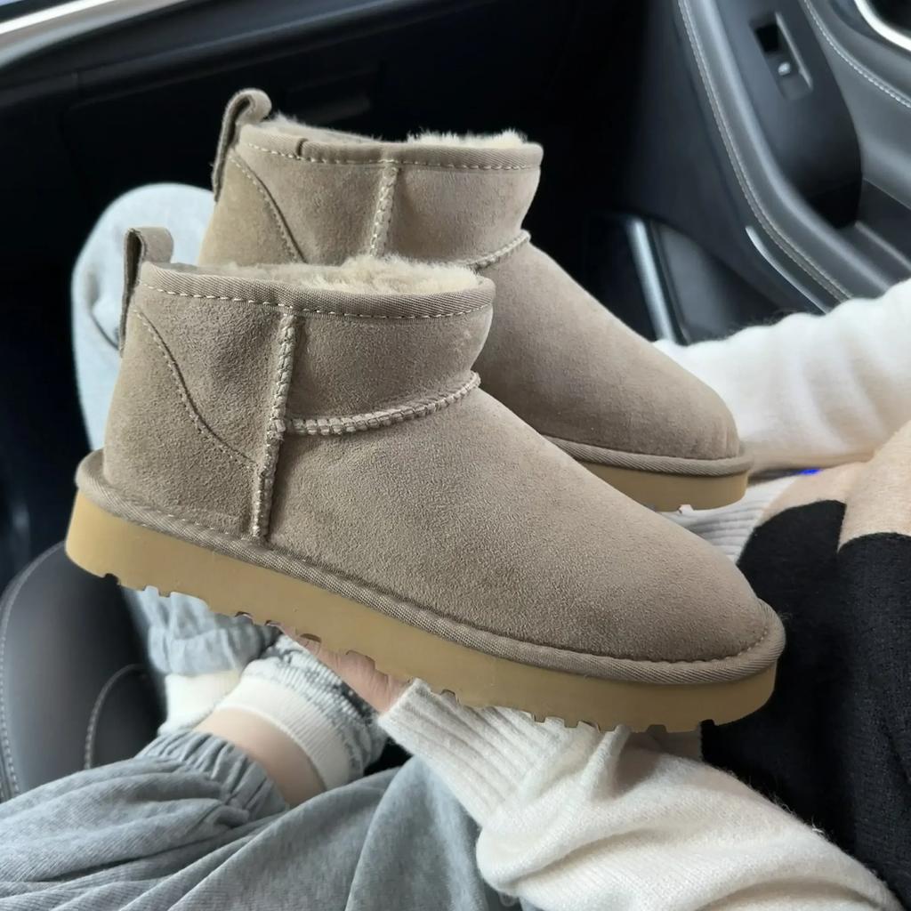 Fashion NO-LOGO genuine sheepskin wool, classic mini sheepskin snow boots, chestnut casual warm boots for women platform boots