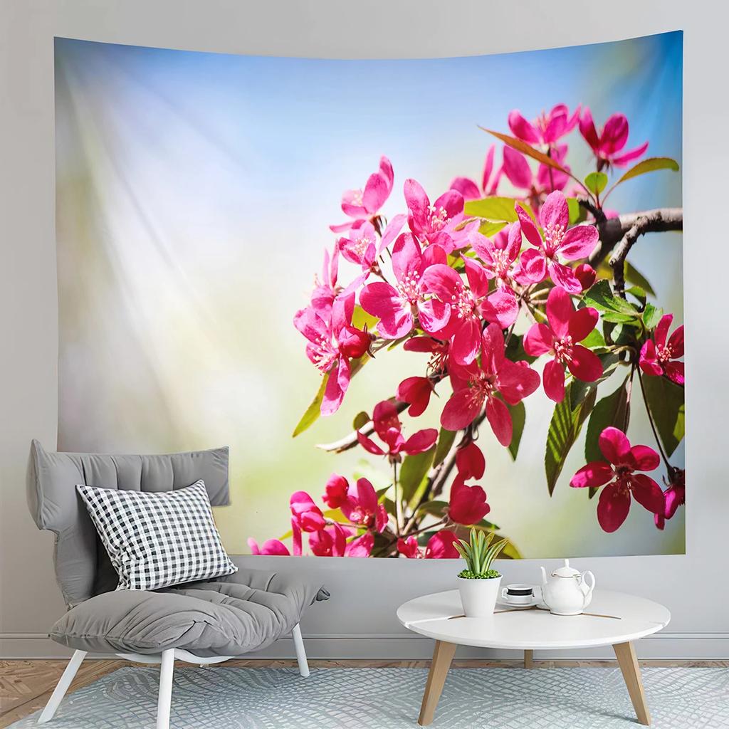 Spring Flowers Tapestry Green Grass Swing Tapestry Natural Scenery Tapestry Art Tapestries Home Living Room Bedroom Dorm Decor