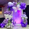 Bruiloft Verjaardag Babyborrel Geslachtsonthulling Decoraties Stofblauw Wit Ballonnenboog Slingerset