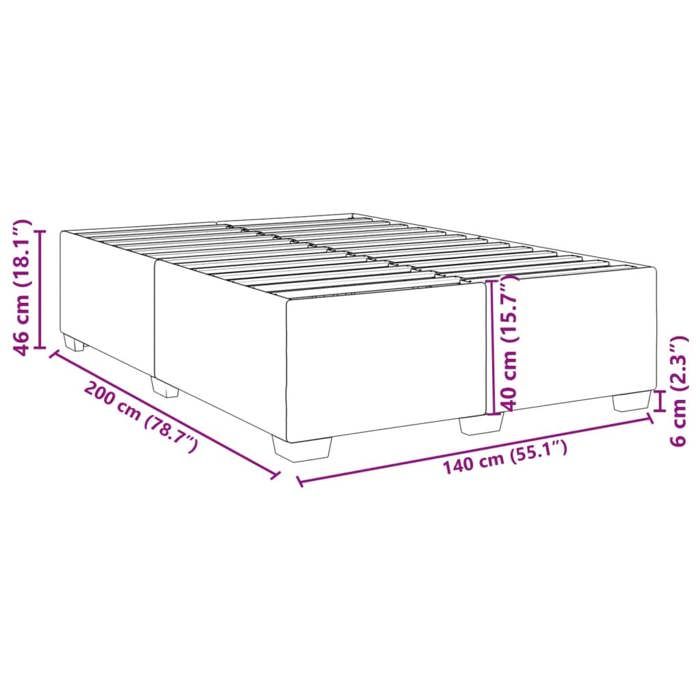 VidaXL Cadre de lit Bleu 140 x 200 cm Tissu, sommier, cadre de lit plateforme, cadre de lit rembourré, meuble de chambre à 3284484