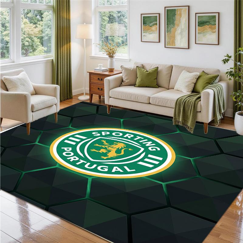 Sporting CP FC Design Crystal Velvet Rug Soft Decorative Mat for Bedroom Entrance