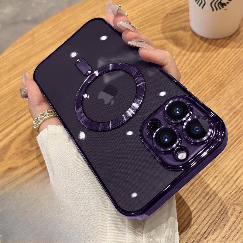 Electroplated Transparent, Suitable for Apple 16PRO Phone Cases, Magsafe Magnetic Attraction, Fully Covered with The Built-in Lens Film of IPhone14