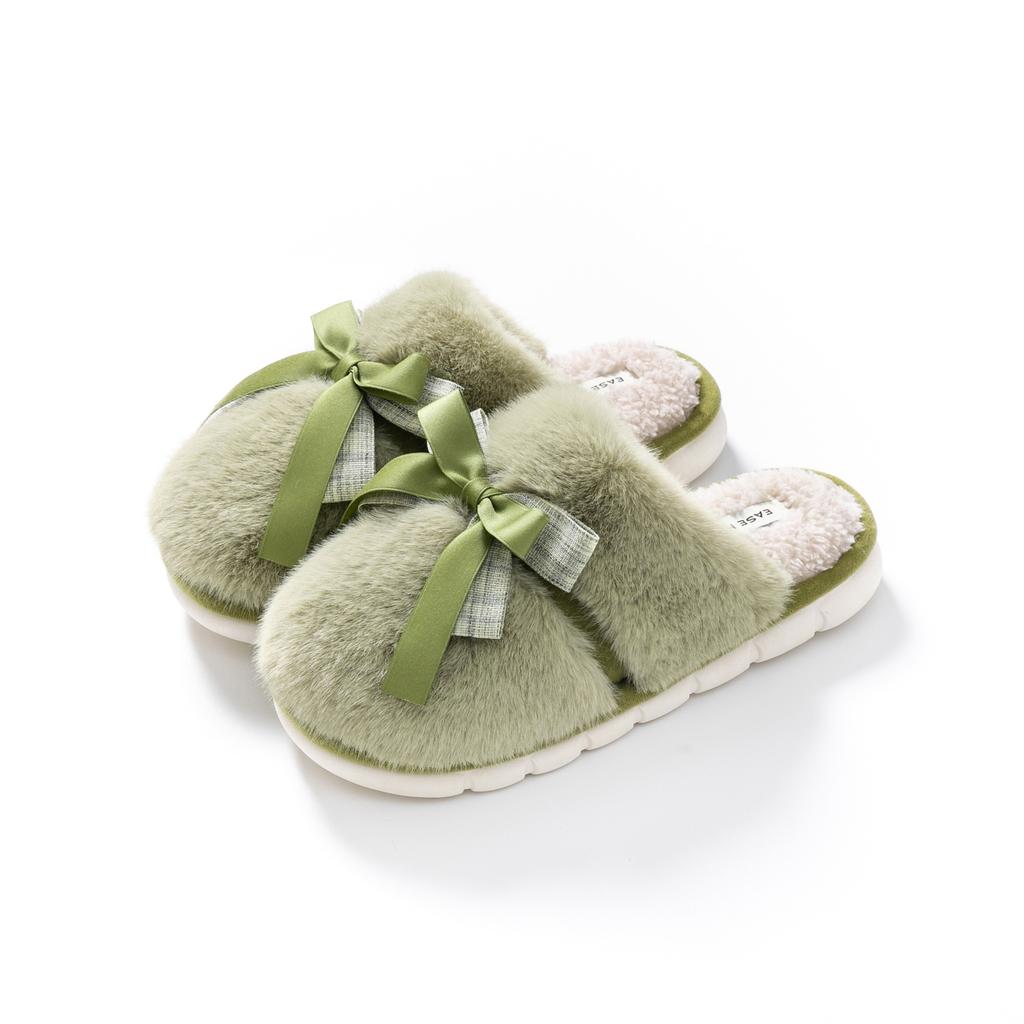 Schleife Baumwollpantoffeln Damen niedlich 2025 neu Herbst und Winter Zuhause warm verdickt Paar Haushalt flauschige Pantoffeln