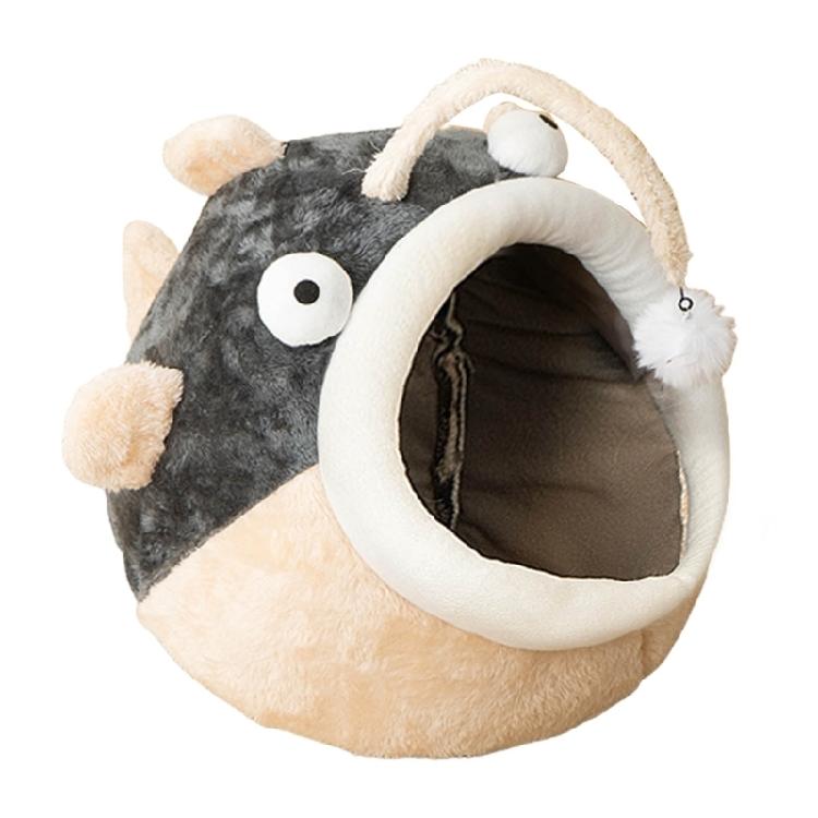 Pet Bed House Semi-closed Cave Tent for Small Animals Removable Cushion Pad