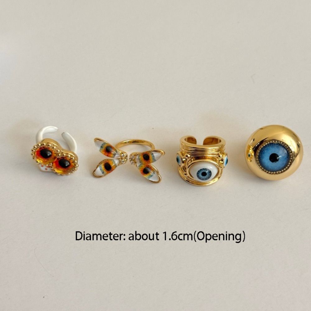 Geometric Exaggerated Ring Y2K Vintage Gold Ring Personality Demon Eye Ring  Friends