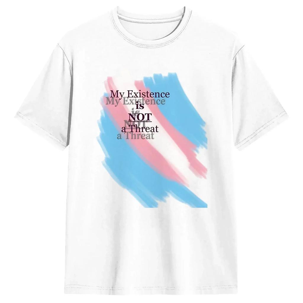 Men's Trans Not Threat T Shirt Pure Clothing Humor Short Sleeve Round Collar Tees Gift Idea T-Shirt