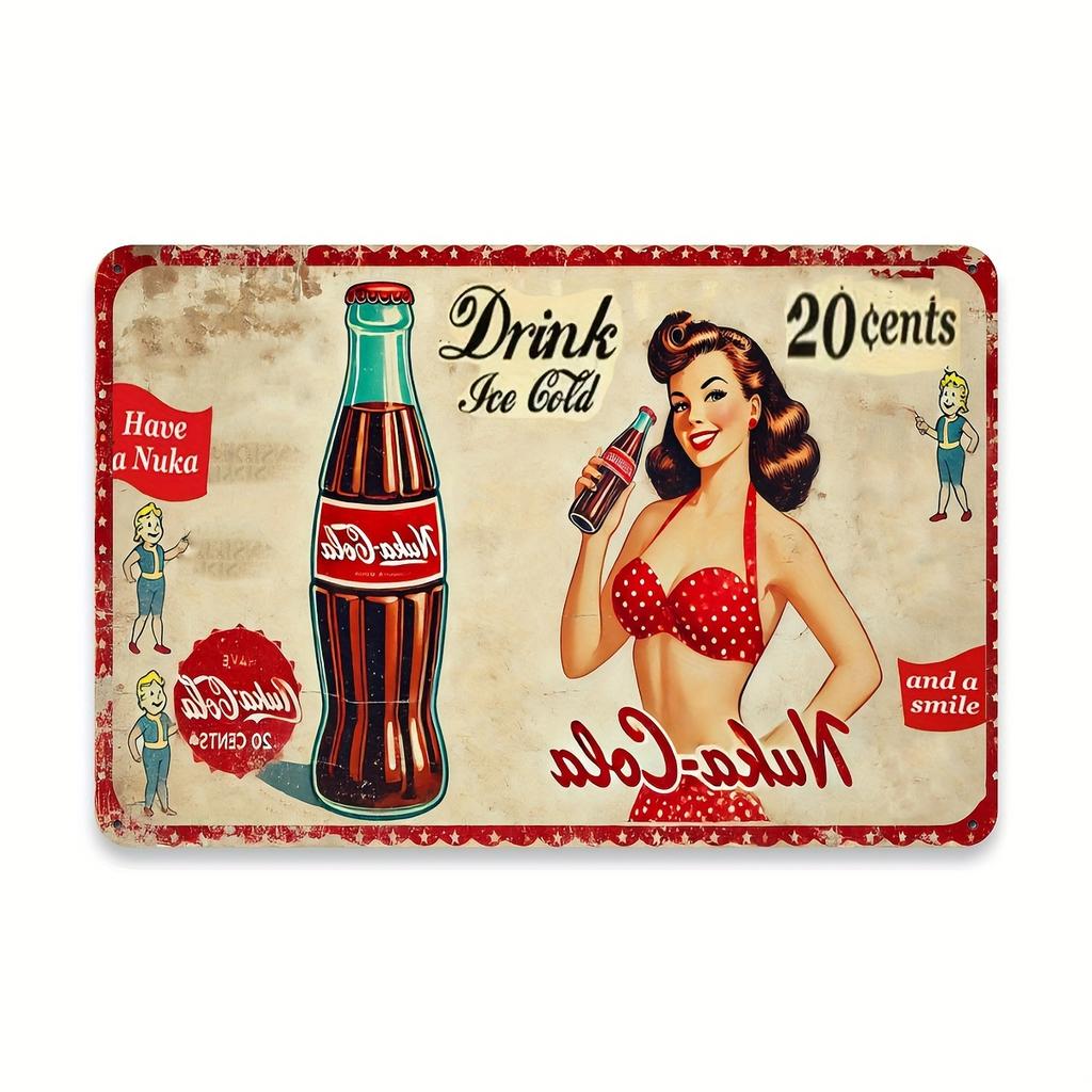 Vintage Pinup Girl Coffee Metal Tin Sign Charming Wall Art For Home Cafe Bar Apartment & Restaurant Decor - Perfect Holiday Gift