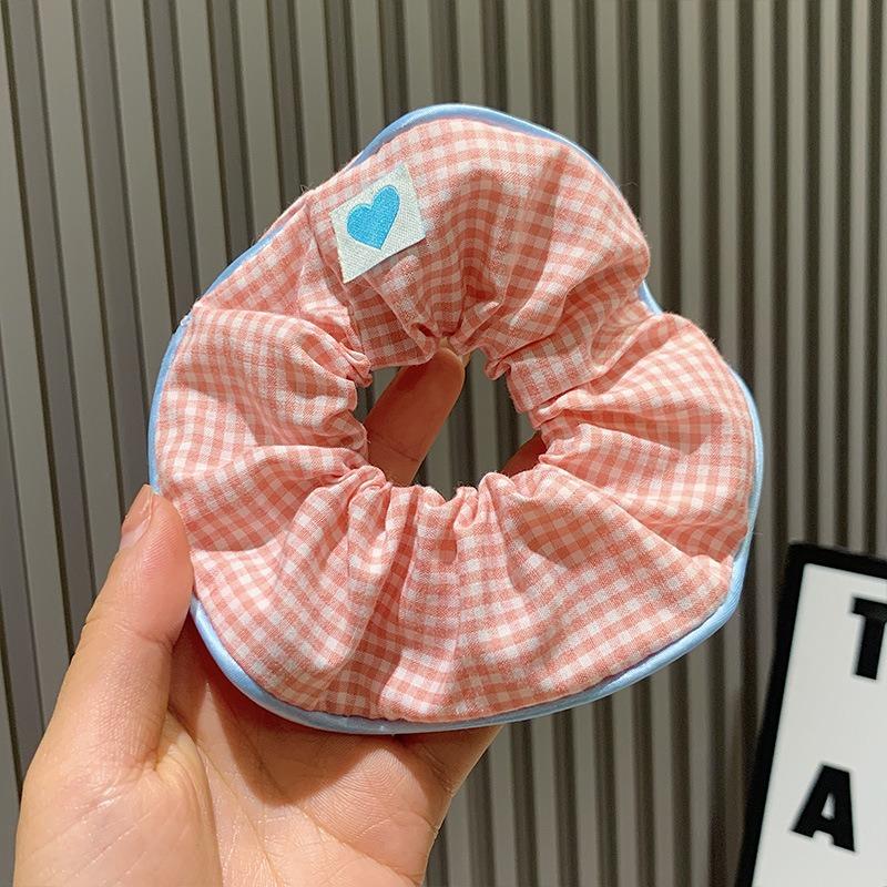 Kawaii Plaid Scrunchies Women Girls Child Cute Elastic Hair Rubber Bands Accessories Tie Hair Ring Rope Headdress Ornament